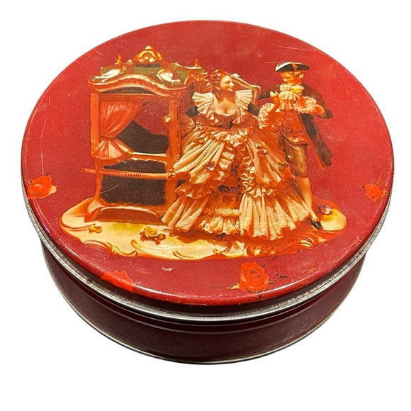 Vintage Red Victorian Royalty Palanquin Design Tin Decorative Container GUC - Picture 13 of 13
